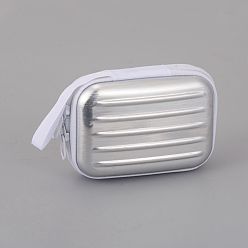 Argent Sac à fermeture éclair en fer blanc, porte-monnaie portable, pour carte de visite, forme de boîte à tirette, argenterie, 70x100mm