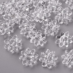 Clear Transparent Acrylic Beads, Faceted, Flower, Clear, 29x12mm, Hole: 3mm, about 200pcs/500g