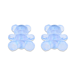 Aciano Azul Abalorios de acrílico transparentes, con polvo del brillo, oso, azul aciano, 17.5x16.5x11 mm, agujero: 3 mm, Sobre 365 unidades / 500 g