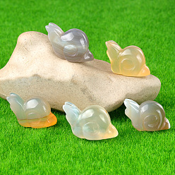 Natural Agate Natural Agate Carved Healing Snail Figurines, Reiki Energy Stone Display Decorations, 18x24~28x14mm
