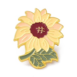 Champagne Yellow Sunflower Enamel Pin, Lovely Alloy Enamel Brooch for Backpacks Clothes, Golden, Champagne Yellow, 31x24x9mm