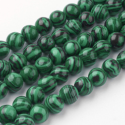 Malachite Synthétiques brins de perles de malachite, ronde, 8~8.5mm, Trou: 1mm, Environ 45~47 pcs/chapelet, 14.9 pouce (38 cm)