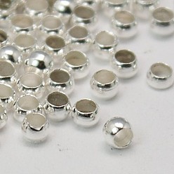 Silver Cadmium Free & Nickel Free & Lead Free Rondelle Brass Crimp Beads, Silver Color Plated, 2.5mm, Hole: 1.2mm