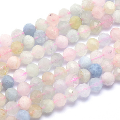 Morganite Natural Morganite Beads Strands, Round, Faceted, Grade AA, 6mm, Hole: 1mm, about 66pcs/strand, 15.2 inch(38.5cm)