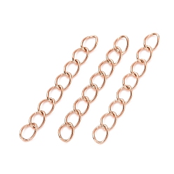 Rose Gold Ion Plating(IP) 304 Stainless Steel Curb Chains Extender, Rose Gold, 25mm, Link: 4x3x0.5mm