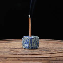 Lapislázuli Quemadores de incienso de lapislázuli natural, porta inciensos cuadrados, Suministros budistas zen de la casa de té de la oficina en el hogar, 15~20 mm