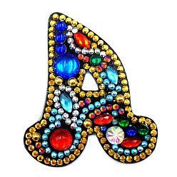 Letter A Kits de peinture de diamant de porte-clés de porte-clés de lettre initiale colorée de bricolage, y compris le panneau acrylique, chaîne de perles, fermoirs, strass de résine, stylo, plateau & colle argile, letter.a, 60x50mm