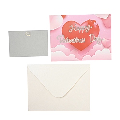 Cœur Rectangle 3d carte de voeux pop up en papier, avec carte papier et enveloppe, carte d'invitation d'anniversaire de mariage pour la saint valentin, cœur, 200x150x3mm, ouvert: 200x300x85 mm