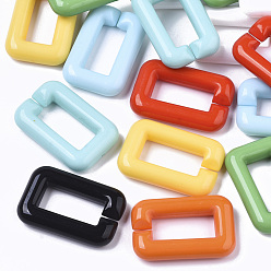 Mixed Color Opaque Acrylic Linking Rings, Quick Link Connectors, For Jewelry Cross Chains Making, Rectangle, Mixed Color, 30x20x6mm, Inner Diameter: 8x18mm, about 210pcs/500g