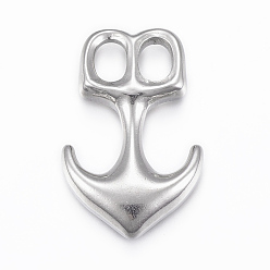 Stainless Steel Color 304 Stainless Steel Hook Clasps, Anchor, Stainless Steel Color, 33x21x4.5mm, Hole: 7x5mm