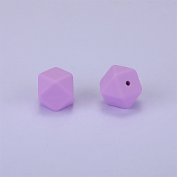 Lavender Hexagonal Silicone Beads, Chewing Beads For Teethers, DIY Nursing Necklaces Making, Lavender, 23x17.5x23mm, Hole: 2.5mm