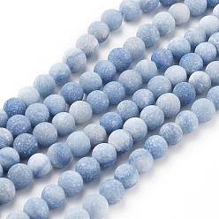 Синий Авантюрин Натуральный голубой авантюрин круглый шарик нити, 6 мм, отверстие : 1 мм, около 58~60 шт / нитка, 15 дюйм (38.1 см)