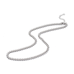 Stainless Steel Color 304 Stainless Steel Cobs Chain Necklace for Men Women, Stainless Steel Color, 18.03 inch(45.8cm)