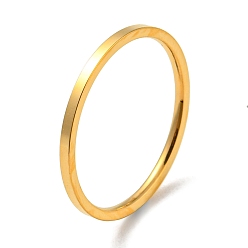 Chapado en Oro Real 18K Revestimiento de iones (ip) 304 anillo de dedo de banda simple de acero inoxidable para mujeres y hombres, real 18 k chapado en oro, tamaño de 4, diámetro interior: 14 mm, 1 mm