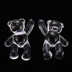 Clair Perles acryliques transparentes, ours, clair, 37x28x13mm, Trou: 2.5mm, environ133 pcs / 500 g
