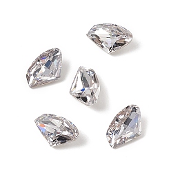 Clear Cubic Zirconia Cabochons, Pointed Back & Back Plated, Triangle, Crystal, 9x14x4mm