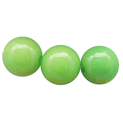 Jaune Vert Brins de perles de jade mashan naturelles , teint, ronde, jaune vert, 12mm, Trou: 1.2mm, Environ 35 pcs/chapelet, 16 pouce