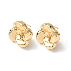 Real 18K Gold Plated Brass with S925 Pin Earring  Findings, Real 18K Gold Plated, Flower, Real 18K Gold Plated, 15x15mm, Pin: 0.8mm