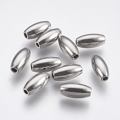 Stainless Steel Color 304 Stainless Steel Beads, Rice, Stainless Steel Color, 5x11mm, Hole: 1.5mm