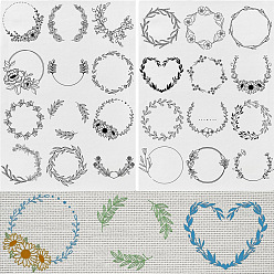 Christmas Wreath A4 Bohemian Style Water Soluble Fabric, Wash Away Embroidery Stabilizer, Christmas Wreath, 297x210mm, 2 sheets/set