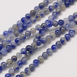 Punto Piedra Azul Piedras preciosas naturales jaspe mancha azul perlas redondas hebras, 3 mm, agujero: 0.8 mm, sobre 126 unidades / cadena, 16 pulgada