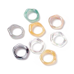 Color mezclado Anillos de enlace de acrílico opacos, anillo irregular, color de ab chapado, color mezclado, 25x25.5x5.5 mm, diámetro interior: 16 mm