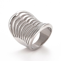 Нержавеющая Сталь Цвет 304 рифленое широкополосное кольцо из нержавеющей стали, панк кольцо для женщин, цвет нержавеющей стали, внутренний диаметр: 17.3~17.9 мм