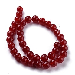 Brown Natural White Jade Beads, Round, Dyed, Brown, 10mm, Hole: 1.2mm, about 38pcs/strand, 14.96 inch(38cm)