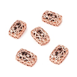 Black Eco-friendly Brass Micro Pave Cubic Zirconia Multi-strand Links, Rack Plating, Cadmium Free & Lead Free, Rectangle, Rose Gold, Black, 14x10x5mm, Hole: 1.2mm