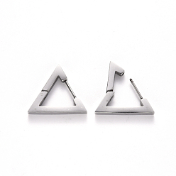 Stainless Steel Color 304 Stainless Steel Huggie Hoop Earrings, Triangle, Stainless Steel Color, 18.5x21x3mm, Pin: 1mm