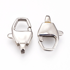 Stainless Steel Color 304 Stainless Steel Lobster Claw Clasps, Stainless Steel Color, 18x12x4.5mm, Hole: 2x4mm