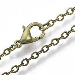 Antique Bronze Brass Cable Chains Necklace Making, with Alloy Lobster Claw Clasps, Antique Bronze, 23.6 inch~24.37 inch(60cm~61.9cm)