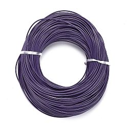Purple Cowhide Leather Cord, Leather Jewelry Cord, Jewelry DIY Making Material, Round, Dyed, Purple, 1.5mm