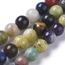 Mixed Stone Natural Mixed Gemstone Beads Strands, Round, 8mm, Hole: 0.7mm, about 46pcs/strand, 14.96 inch(38cm)