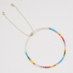 Разноцветный Браслет из стеклянных бусин, регулируемый браслет, красочный, нет размера