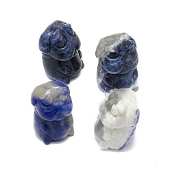 Sodalite Natural Sodalite Sculpture Display Decorations, for Home Office Desk, Dog, 20.5~22x20~23x27~30mm