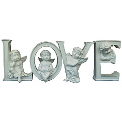 Aguamarina Decoraciones creativas de la exhibición del hogar de la letra del ángel de la resina, para el día de San Valentín, la palabra amor, agua, 100 mm