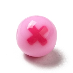 Perlas de Color Rosa Cuentas acrílicas opacas de dos tonos, redonda con la cruz, rosa perla, 11.5 mm, agujero: 2.8 mm, Sobre 555 unidades / 500 g