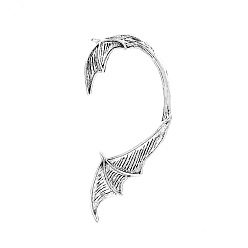 Plata Antigua Aretes de aleación con forma de dragón, Pendientes envolventes de escalador gótico para oreja no perforante, plata antigua, 70 mm