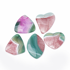 Mixed Color Dyed Natural Crackle Agate Pendants, Mixed Shape, Mixed Color, 35~54x33~40x5~6mm, Hole: 1~1.5mm