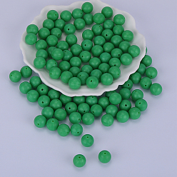 Vert Mer Perles focales rondes en silicone, perles à mâcher pour les jouets de dentition, Diy soins infirmiers colliers faisant, vert de mer, 15mm, Trou: 2mm