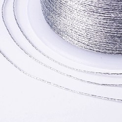 Серебро 3-слойная металлизированная нить, для изготовления украшений и вышивки, круглые, серебряные, 0.2 мм, около 109.36 ярдов (100 м) / рулон