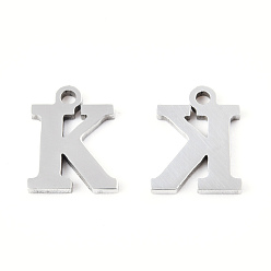 Letter K 201 encantos de acero inoxidable, alfabeto, letter.k, 9x7x1 mm, agujero: 1 mm