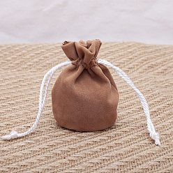 Camello Bolsas de almacenamiento de terciopelo, bolsa de embalaje de bolsas con cordón, rondo, camello, 11x9 cm