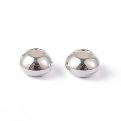 Silver 202 Stainless Steel Beads, Rondelle, Silver Color Plated, 6x3mm, Hole: 2mm