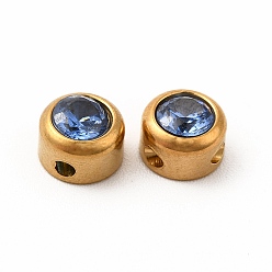 Aciano Azul Perlas de acero inoxidable 304 ecológicas, con vidrio, plano y redondo, azul aciano, 6x4 mm, agujero: 1.2 mm