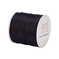 Negro Hilo de nylon, cordón de satén de cola de rata, negro, 1.0 mm, aproximadamente 76.55 yardas (70 m) / rollo