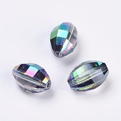 Разноцветный Имитация Австрийские кристаллические шарики, класс AAA, граненые, овальные, красочный, 8x11 мм, отверстие : 0.9~1 мм