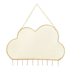 Golden Cloud Metal Jewelry Display Mesh Hanging Rack, Wall-Mounted Jewelry Grid Organizer Holder, Home Decoration for Earrings, Necklaces, Rings Display, Golden, Cloud: 19x30.5cm