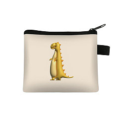 Amarillo Carteras de poliéster con cremallera, monedero del cambio, bolso de mano para mujer, rectángulo con dinosaurio, amarillo, 22x13.5 cm